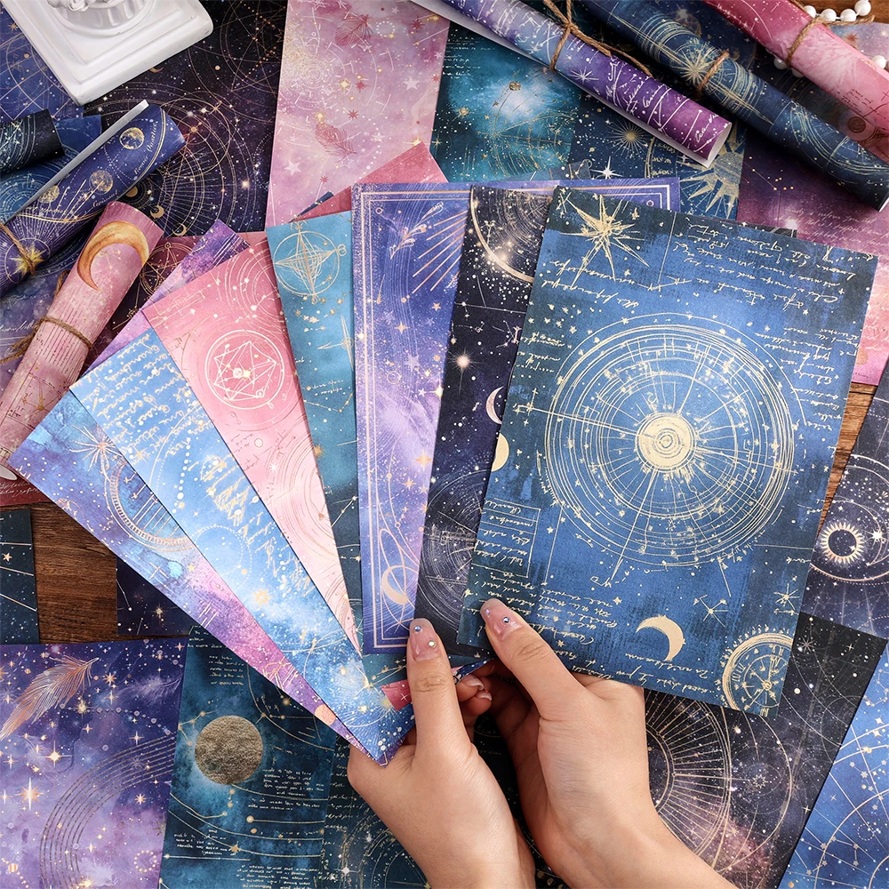 160 ورقة خمر السماء المرصعة بالنجوم قصاصات ورقية غير لزجة كبيرة الحجم صفحات الزخرفية مع 160 تصميمًا فريدًا للمجلات غير المرغوب فيها #4