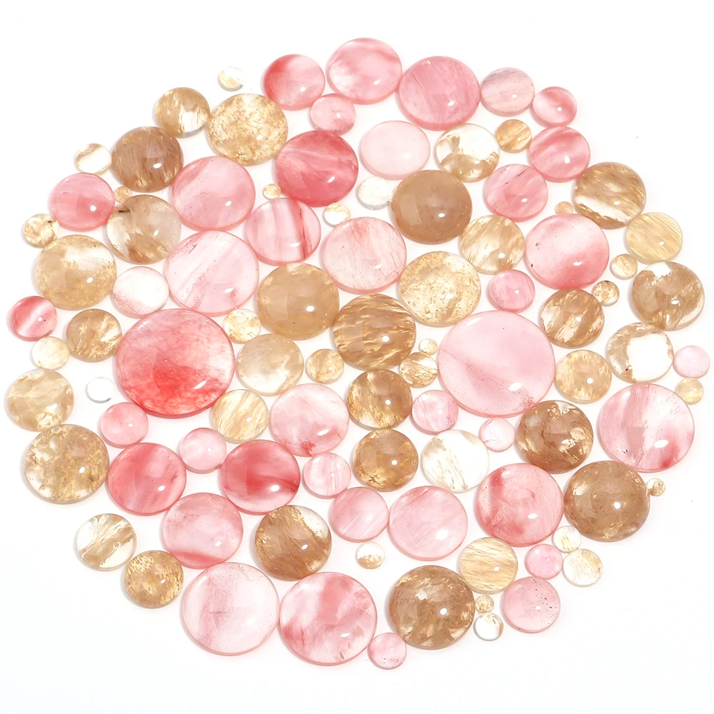 5-10pcs/lot Round Natural Stone Cabochon Watermelon Red Stone Flatback Beads For DIY Jewelry Making Bracelet Necklace Earrings