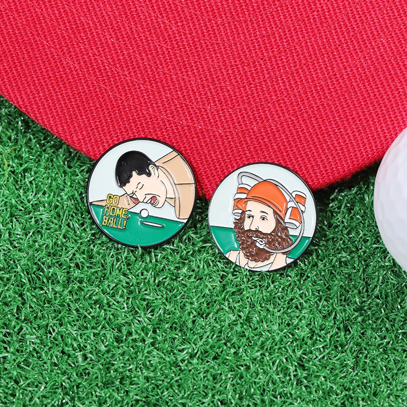 Funny Golf Hat Clip Enamel Magnetic Ball Marker Clip Baseball Cap Decorative Brooches Metal Lapel Badge Jewelry for Golf Lover