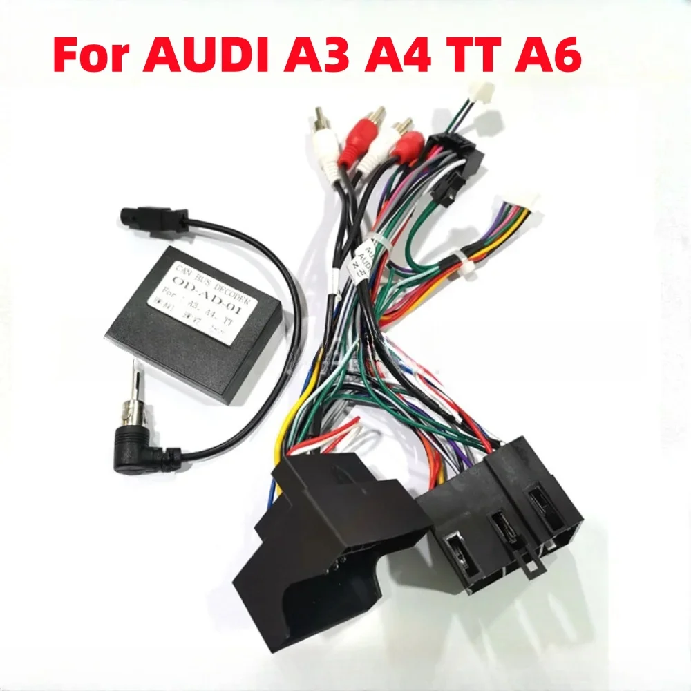 For AUDI A3 A4 TT A6 Android Car Radio Canbus Box Decoder OD-AD-0116Pin Wiring Harness Adapter Power Cable Car Stereo