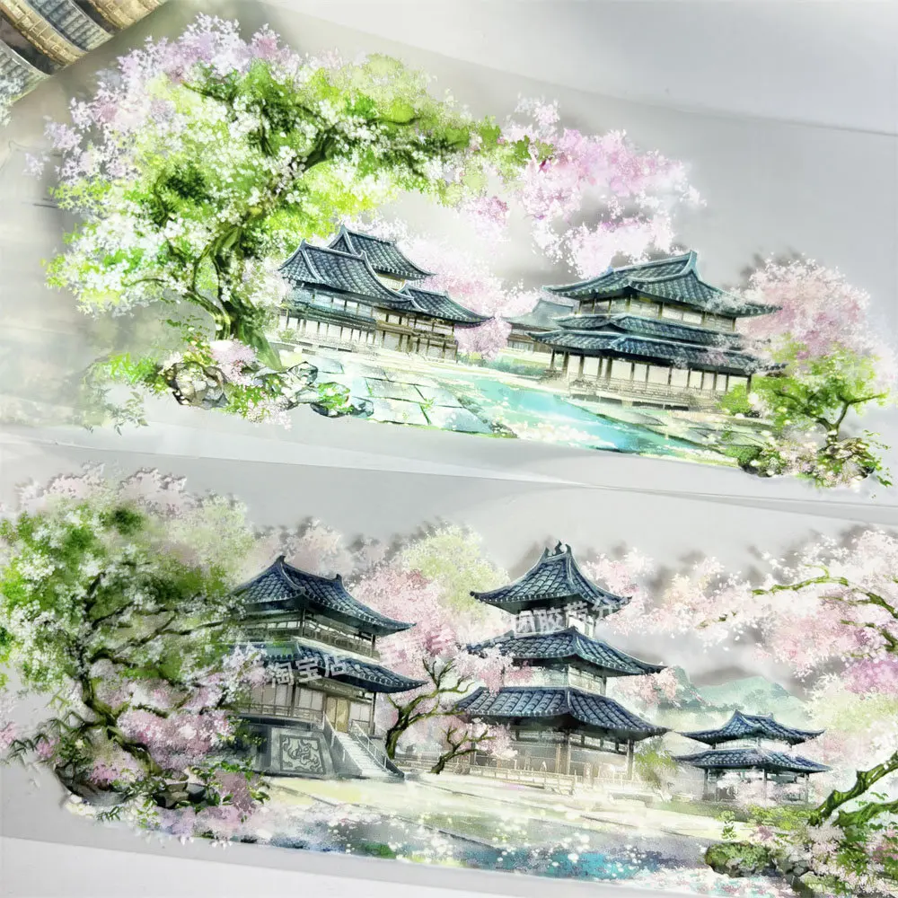 Journal Washi Pet Tape A585 Spring Dye Changan Zero House Vista Ancient PET Scrapbooking Mobile Phone Case Sticker