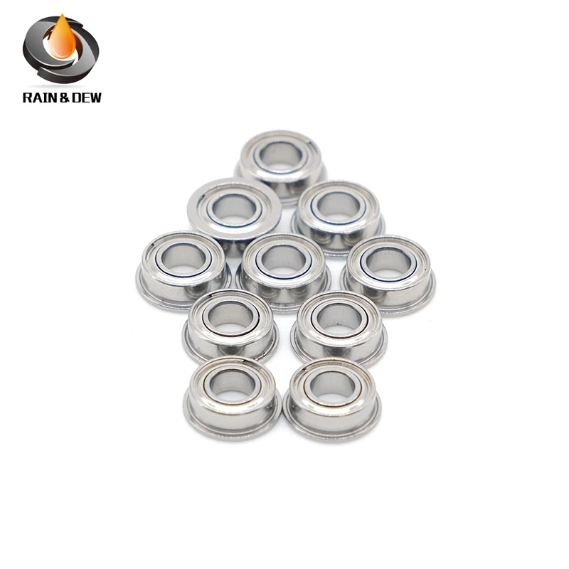 10Pcs 4X8X3  MF84ZZ Steel Flange Bearing  4X8X3 mm Flange Ball bearing MF84ZZ