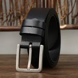 High-end light luxury anti-allergic transparent dyeing business belt men's leather pure titanium buckle first layer cowhide