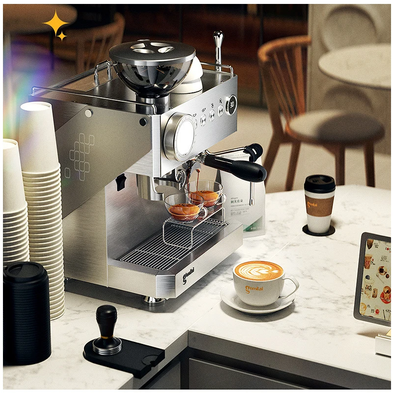 CRM3812 Espresso Machine 3 Boilers 15 Bar High Pressure Extraction Professional Coffee Maker For Cafe With Coffee Bean Grinder