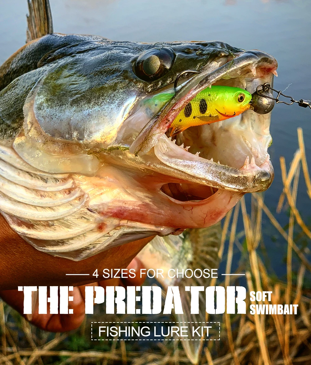 Spinpoler Predator Weicher Angelköder Swimbait Paddle Tail Silikon Cannibal Künstlicher Köder Offener Mund Jig Head Bass Sea Wobbler – Detail 1