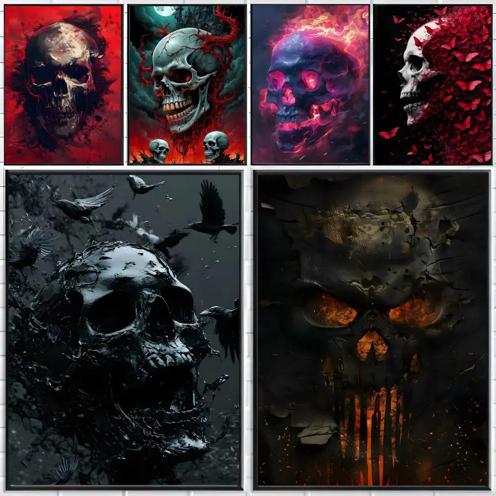 Dark Fantasy Art A-Abstract Dark Graffiti Fantasy Skull Poster Distinct Home Decor Concepts Chic Indoor Art Pieces