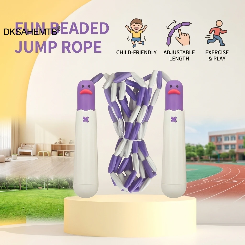 Kids Bamboo Jump Rope Ergonomic Non Slip Handle Durable PVC Wire Adjustable Length Indoor Outdoor Fitness Exercise