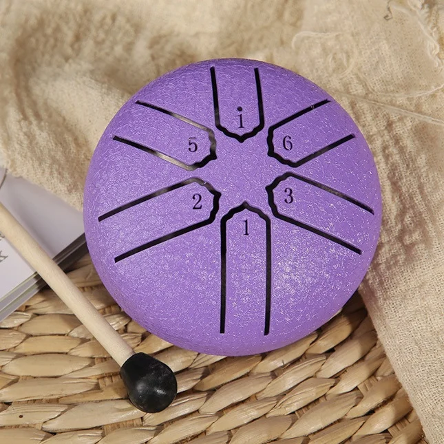 

Lightweight 3 Inch 6 Note Steel Tongue Drum Steel Handpan with Mallets Easy to Play for Gift
