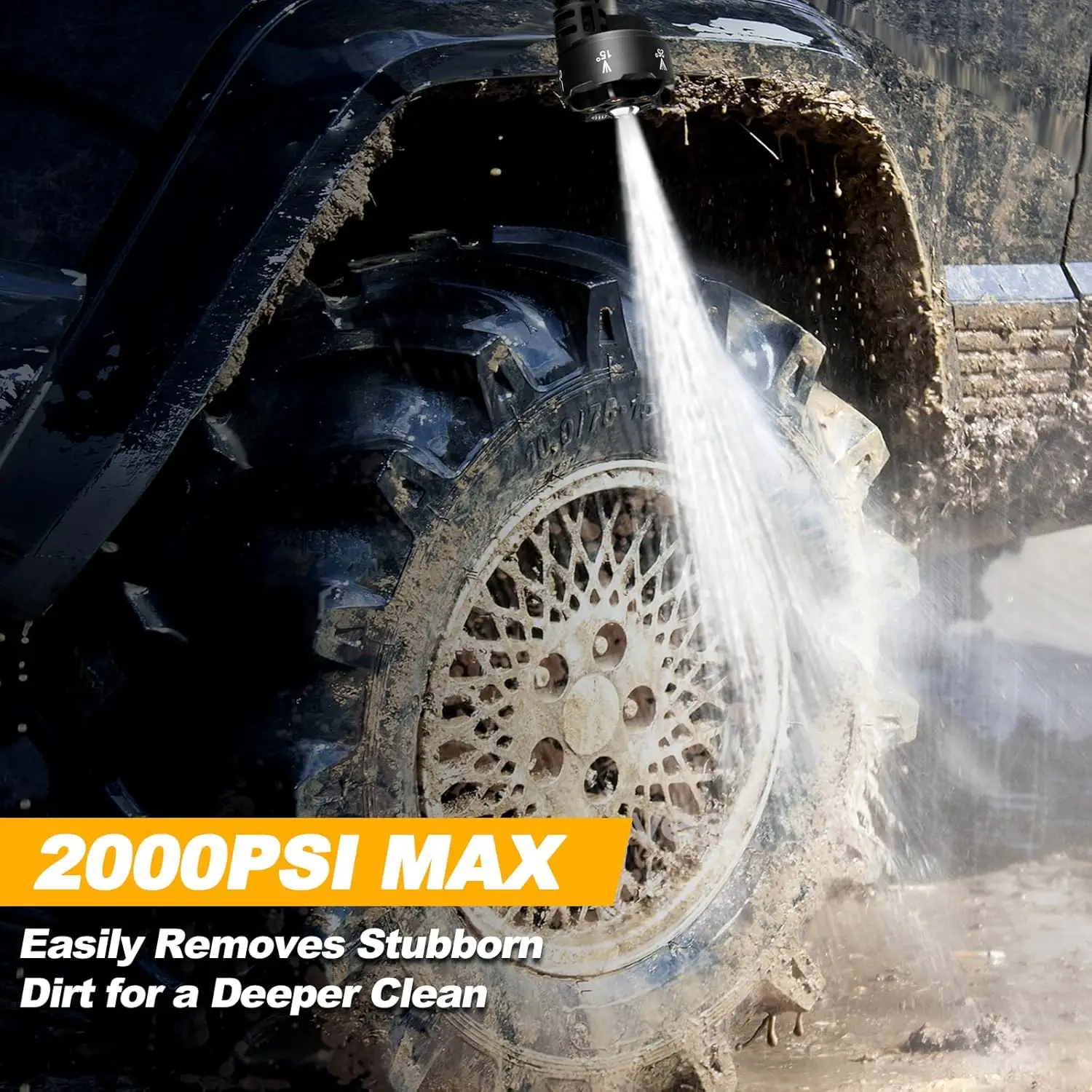 غسالة الضغط اللاسلكية 2000 رطل لكل بوصة مربعة، بطاريات 2 × 5.0 أمبير في الساعة، محرك بدون فرش، شاشة LCD تعمل باللمس، فوهة 6 في 1