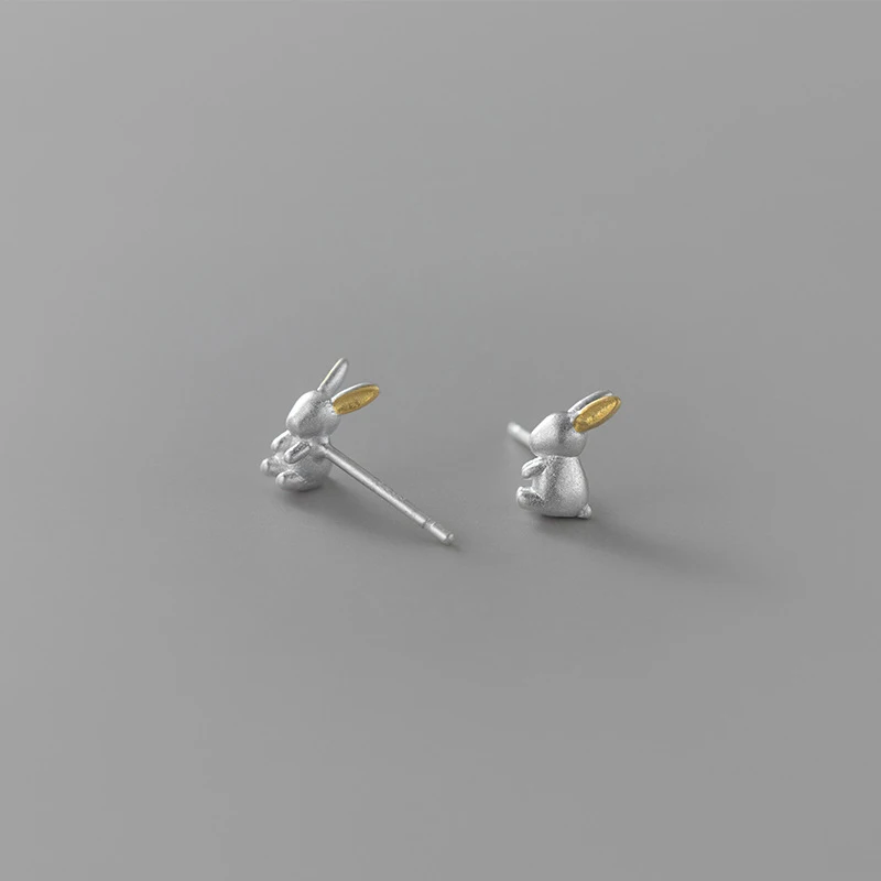 Modian 100% 925 Sterling Silver Cute Animal 3D Rabbit Stud Earrings for Women And Girl Fashion Korean Style Jewelry Brincos