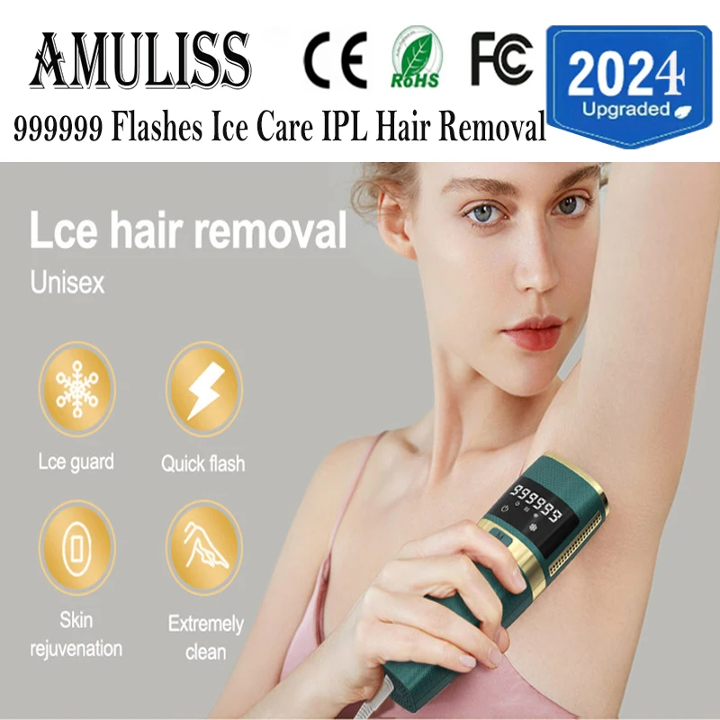 Amuliss Hair removal IPL Depilator Pulses Permanent Laser Epilator Painless  Bikini face and body machine home-appliance Devices