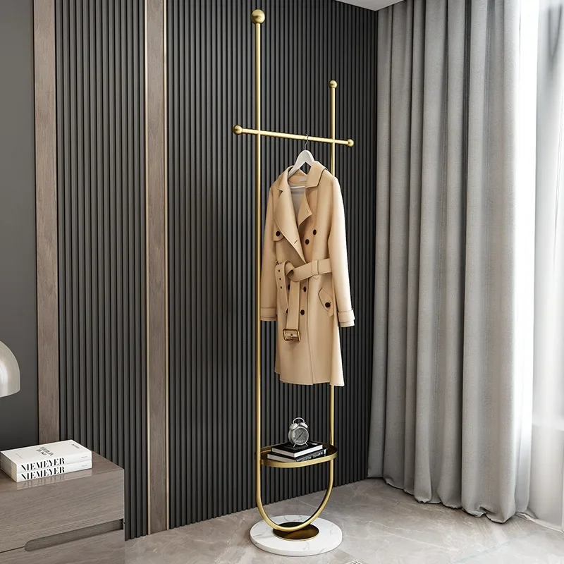 

Light luxury U-shaped gold coat rack floor-to-ceiling bedroom home hanger living room hotel simple wrought iron hanger