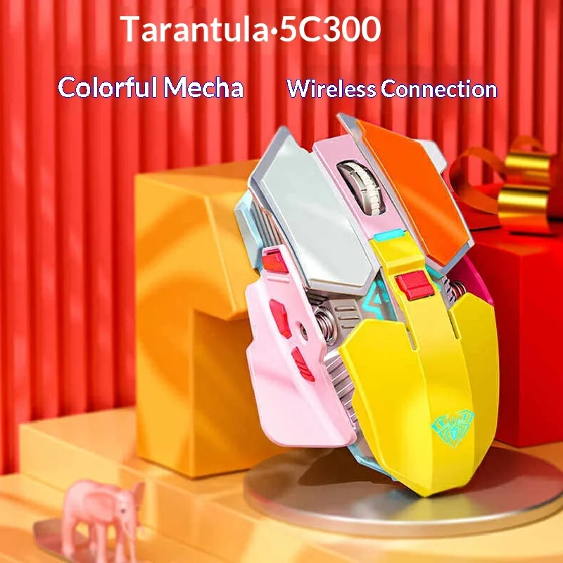 

AULA SC300 Wireless Gaming Mouse Silent Click Mechanical Rechargeable 2.4G RGB Mecha Aesthetic Mouse For Desktop Laptop Gamers