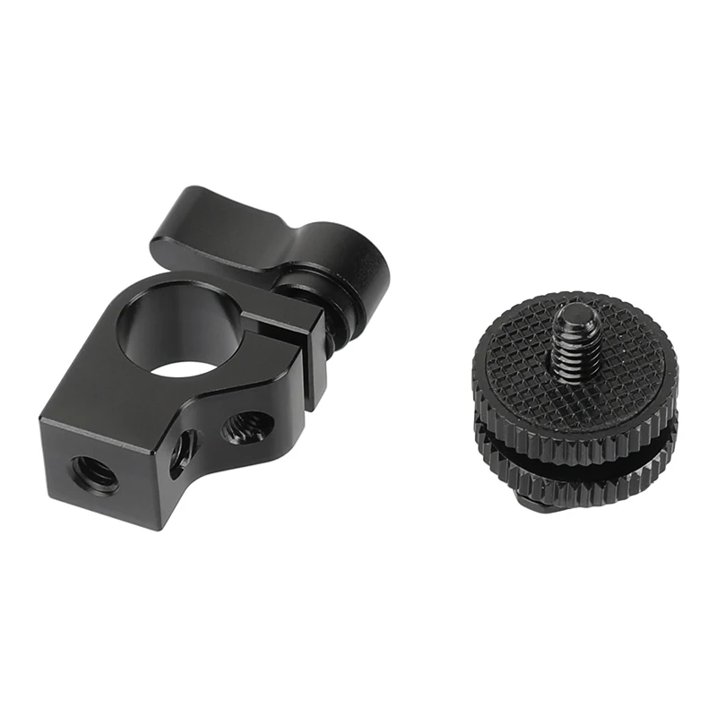 SZRIG 15mm Single Rod Clamp With Shoe Mount Adapter & Double Lock Nuts For Camera Cage / Handle / Plate