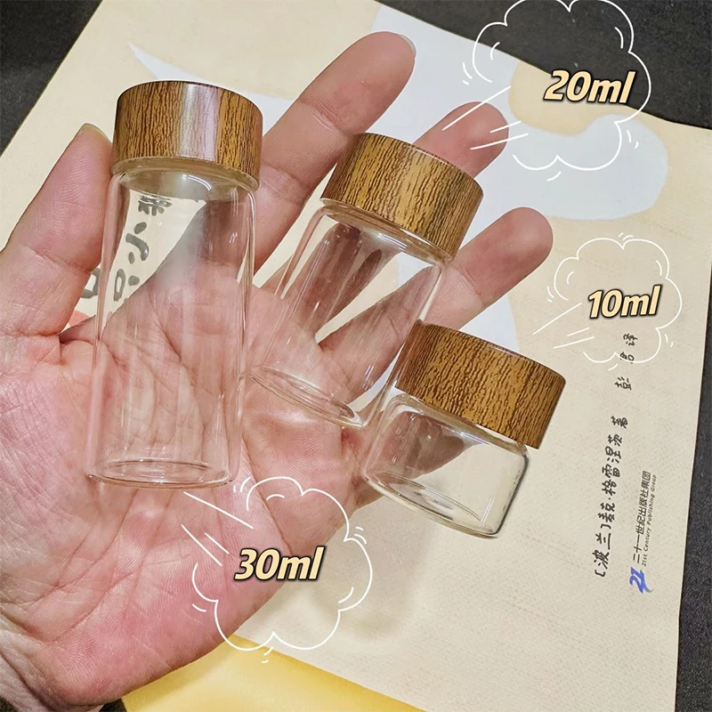 【M】1Pcs Coffee Bean Glass Tube Wooden Sealed Airtight Canisters Bottled Tubes Grain Storage Tool