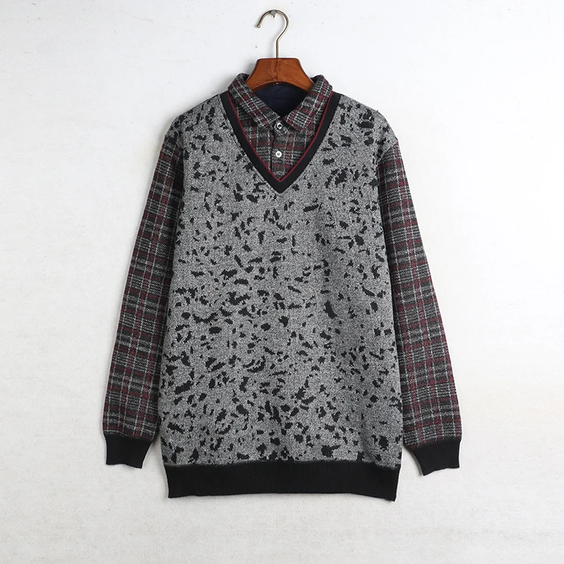 

Thiened Fce Long Sve Collared Men's Knitted Sweater Base Layer Casual Wear Winter Season Large Size Sun Home Autumn