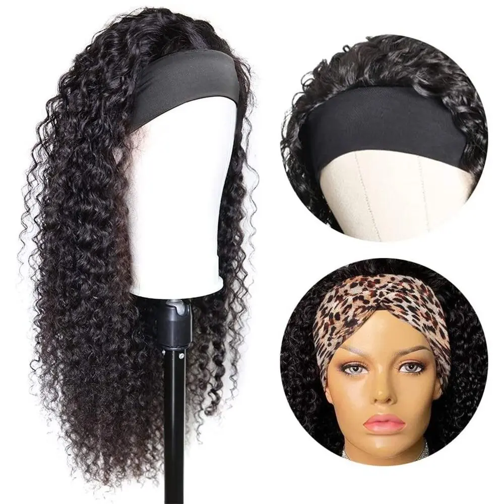 

Повязка на голову Парик с глубокими волнами Парики из натуральных волос для чернокожих женщин 200% Плотность Wear Go Парик из человеческих волос Машинное производство Парики Натуральный черный