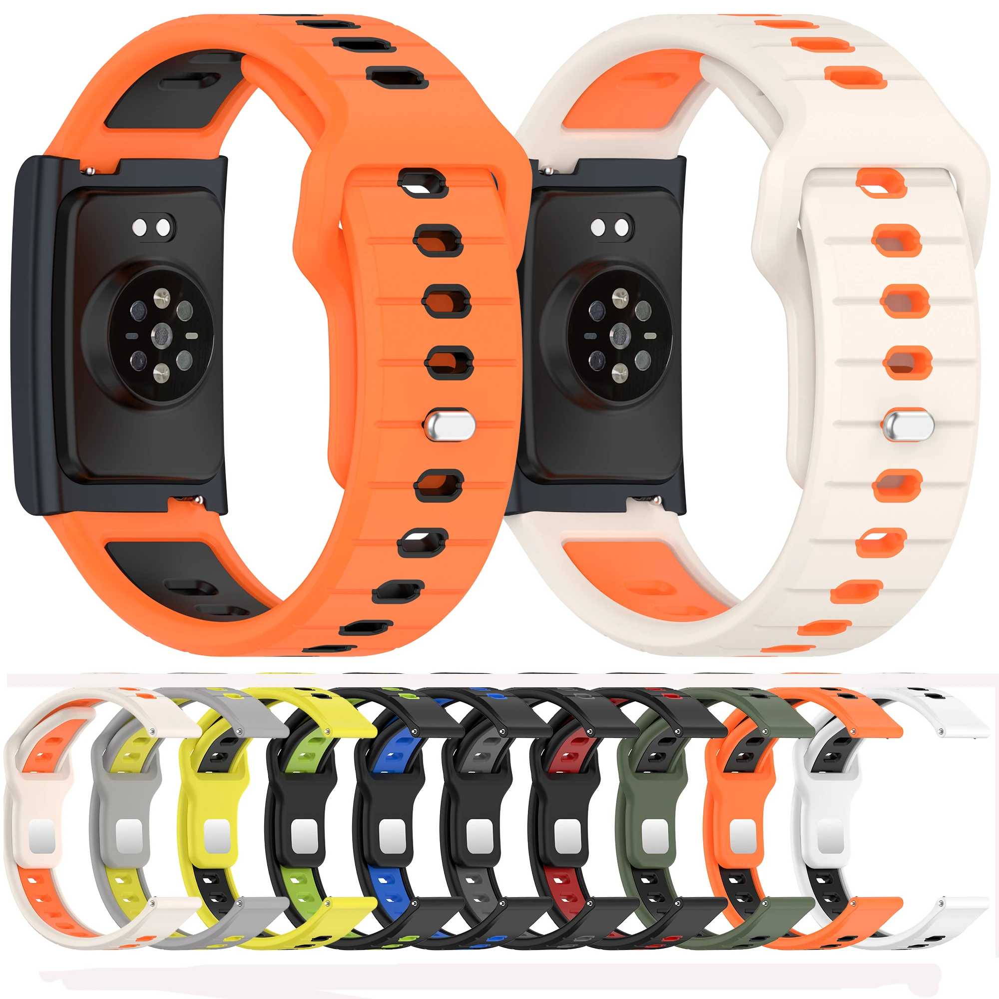 22mm Sport Two-color watch strap For Huami Amazfit Helio Strap Soft Silicone wristband For Amazfit Helio Replacement