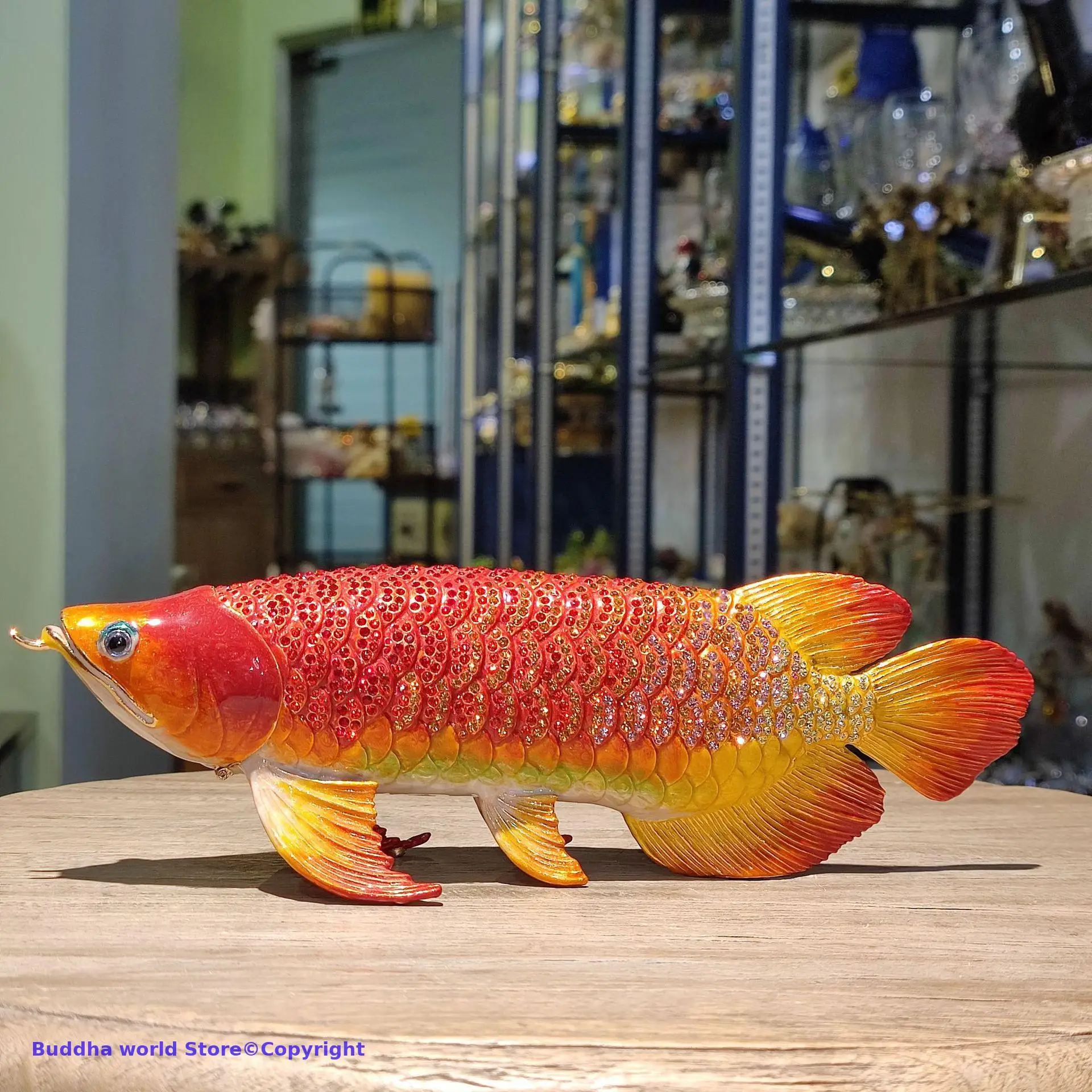 

2024 TOP Geomantic omen Home Company business Decorative bring wealth money GOOD LUCK gold Dragon Arowana fish diamond Statue