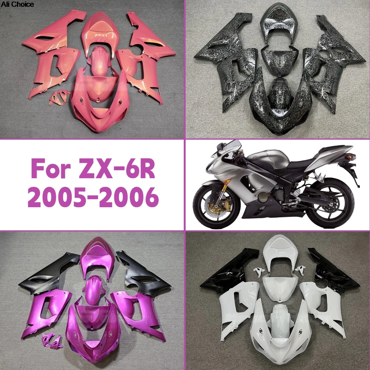 

Качественные обтекатели для мотоцикла Kawasaki ZX-6R 2005-2006 годов, полный комплект обтекателей из ABS-пластика, 05 06 ZX 6R