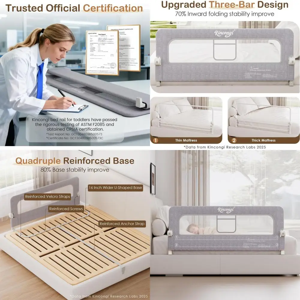 

59 Toddler Bed Rails, U-Shaped, Breathable, Fits King/Queen/Full/Twin Beds