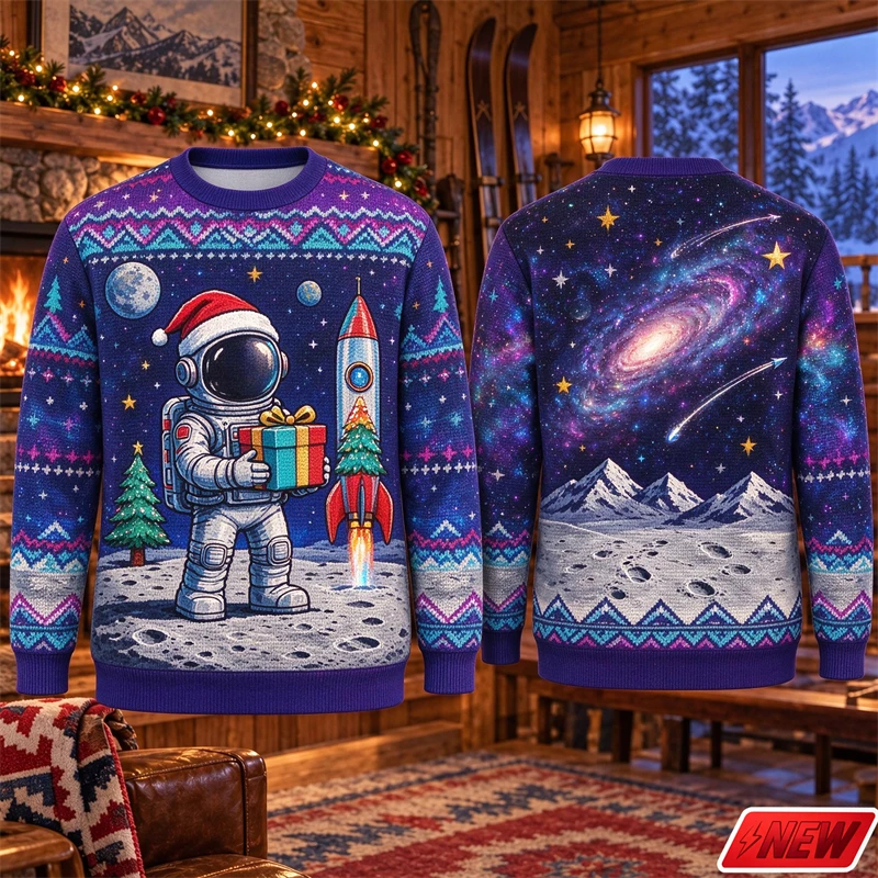 Retro Robot Christmas Gift Graphic Ugly Christmas Sweater Men Unisex 3D Print Snowflake Tree Sweatshirt Holiday Party Hoodie