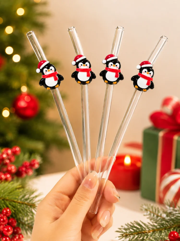 3PCS Christmas Cute Penguin De - Reusable Straw 评论和价格