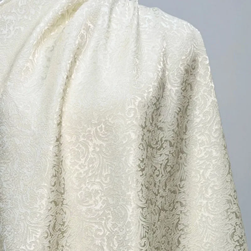 Brocart jacquard damassé beige prédécoupé, textile tissé à motif texturé subtil pour robe manteau veste rembourrage projet de couture bricolage