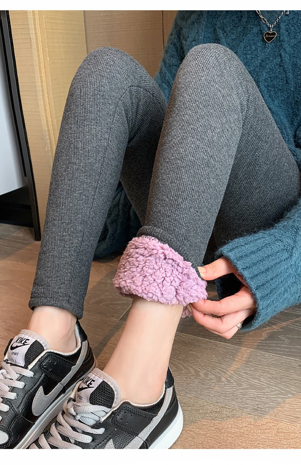 Mit Fleece gefütterte Themal-Leggings, Thermohose, warme, dicke Strumpfhose, Fleece-Strumpfhose, Beinwärmer, Kältebeständigkeit, gehen im Freien für den Winter – Detail 15