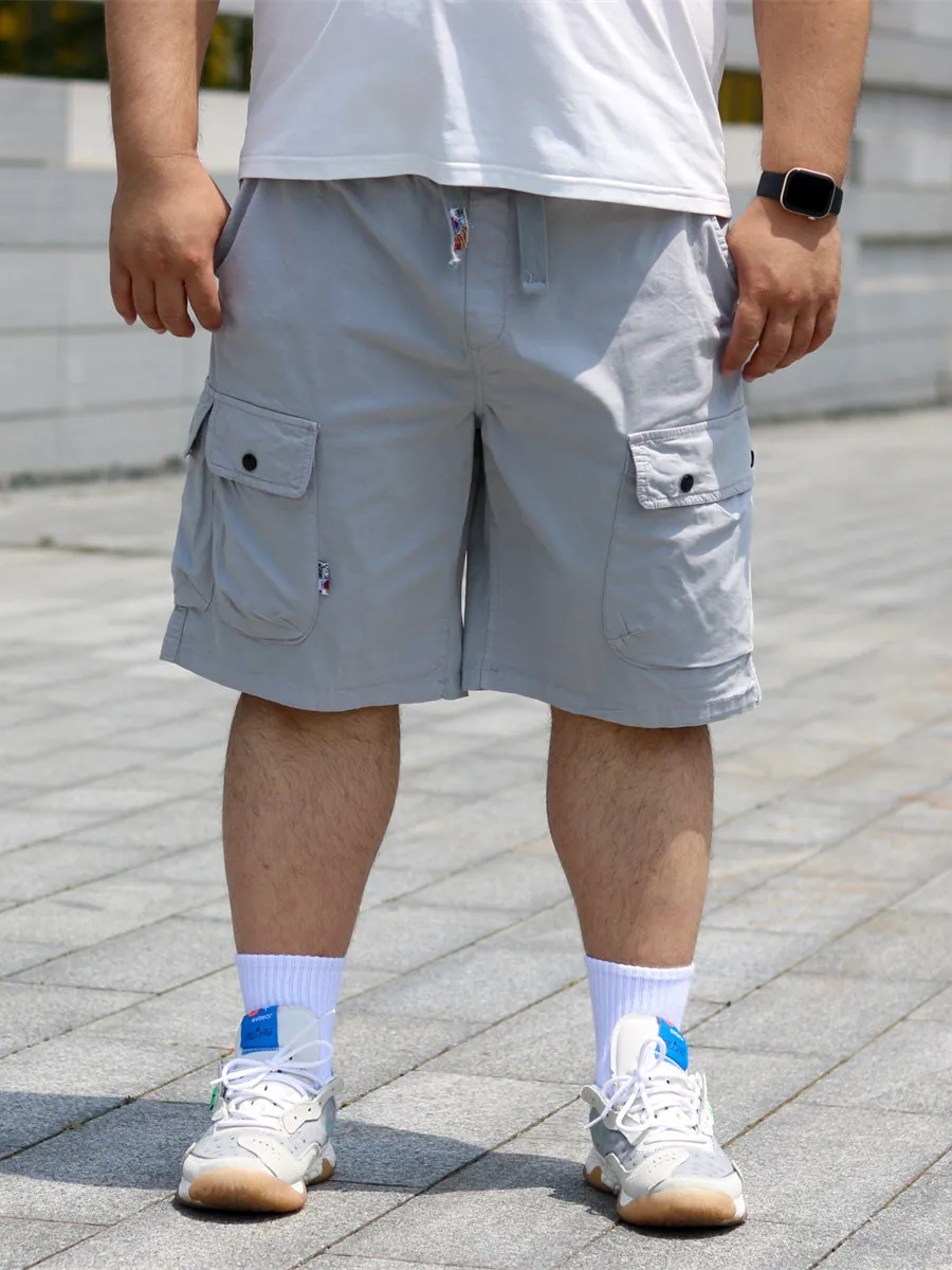 TRCE Retro Japanese Style Wax Dye Casual Loose Men's Shorts Summer Beach Five-Quarter Pants Workwear with Big Pockets
