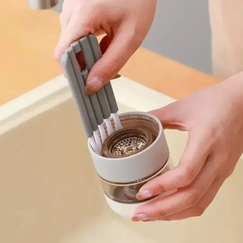 Crevice Cleaning Brush Curved Handle Multifunctional Household Gap Cleaner For Cup Lid Keyboard Baby Bottle Nipple Use Tool