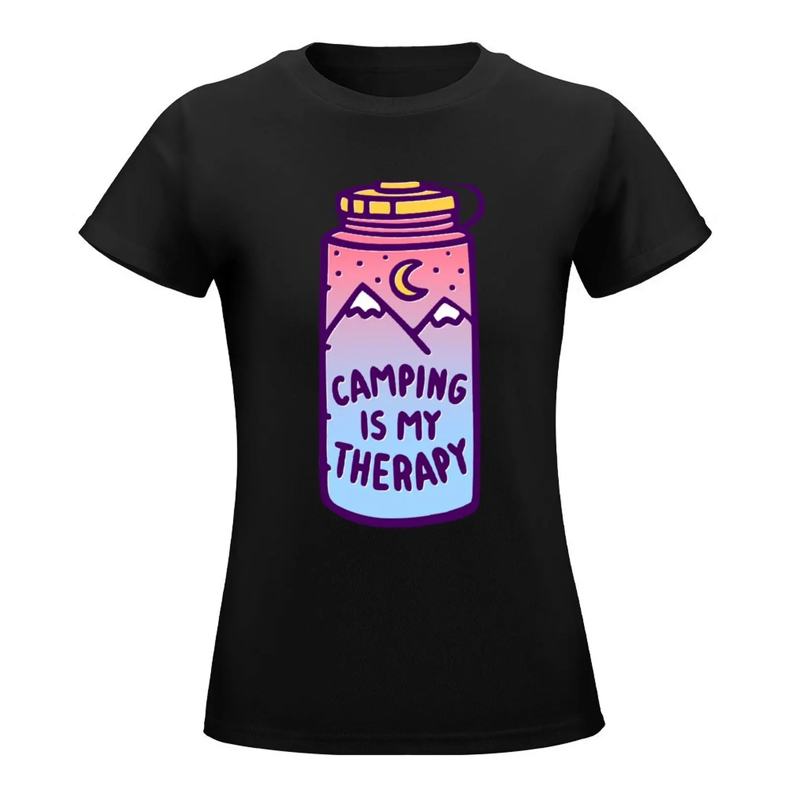 Camping is my therapy water bottle T-Shirt customizeds cute tops customs workout t shirts for Women