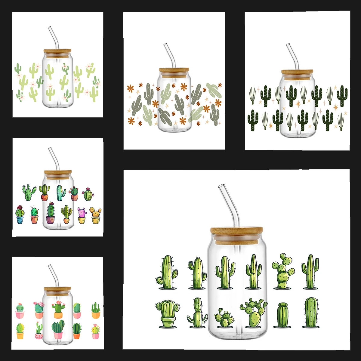 

Bohemian Cactus Desert Theme UV DTF Wrap Decal for 16oz Tumbler Libbey Glasses Plants DIY Craft Cup Transfer Stickers