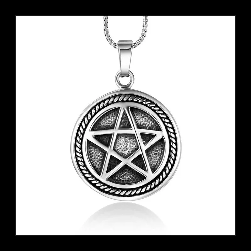 التيتانيوم الصلب موضة خمر تصميم القرص الخماسي اكسسوارات قلادة الرجال الهيب هوب روك اكسسوارات SP672