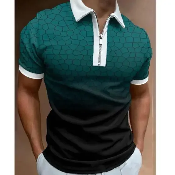 قمصان بولو للرجال بياقة مطوية لأسفل ، تي شيرت مطبوع للجولف ، توبات بأكمام قصيرة ، ملابس غير رسمية ، سحاب ، سفر ، صيف ، صوفي #4