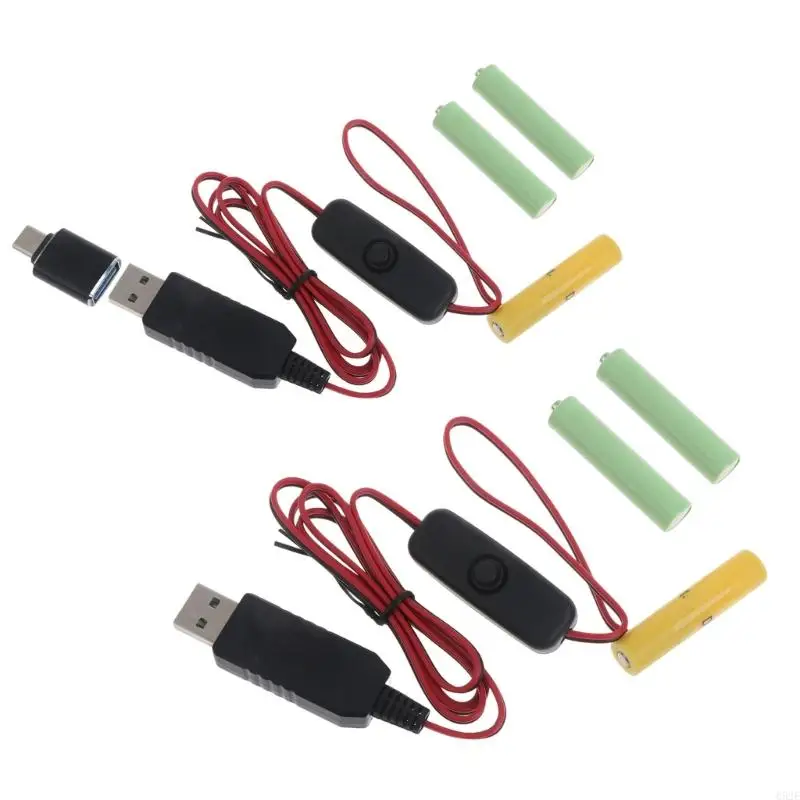 

652E USB or Type C Power Converter Line Battery Cable Cord Replace 3x 1.5V AAA Battery for Razors Toy Radio