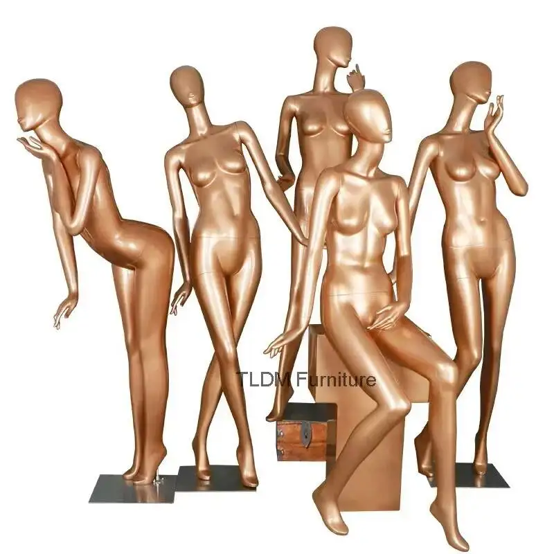Female Mannequin for Clothes Wedding Dress Window Display Stand Rose Gold Full Body Mannequin Women's Clothing Store Mannequins