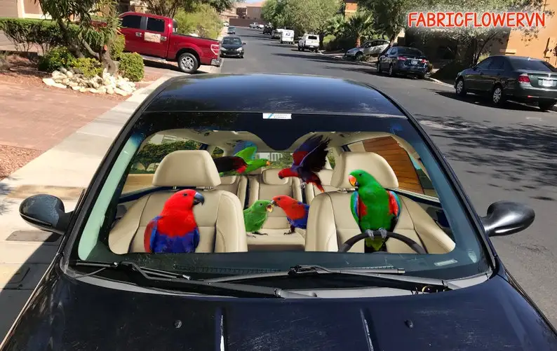 Eclectus Parrot Car Sunshade, Animal Car Decoration, Animal Windshield, Animal Lovers Gift, Animal Car Sunshade, Gift For Mom, G