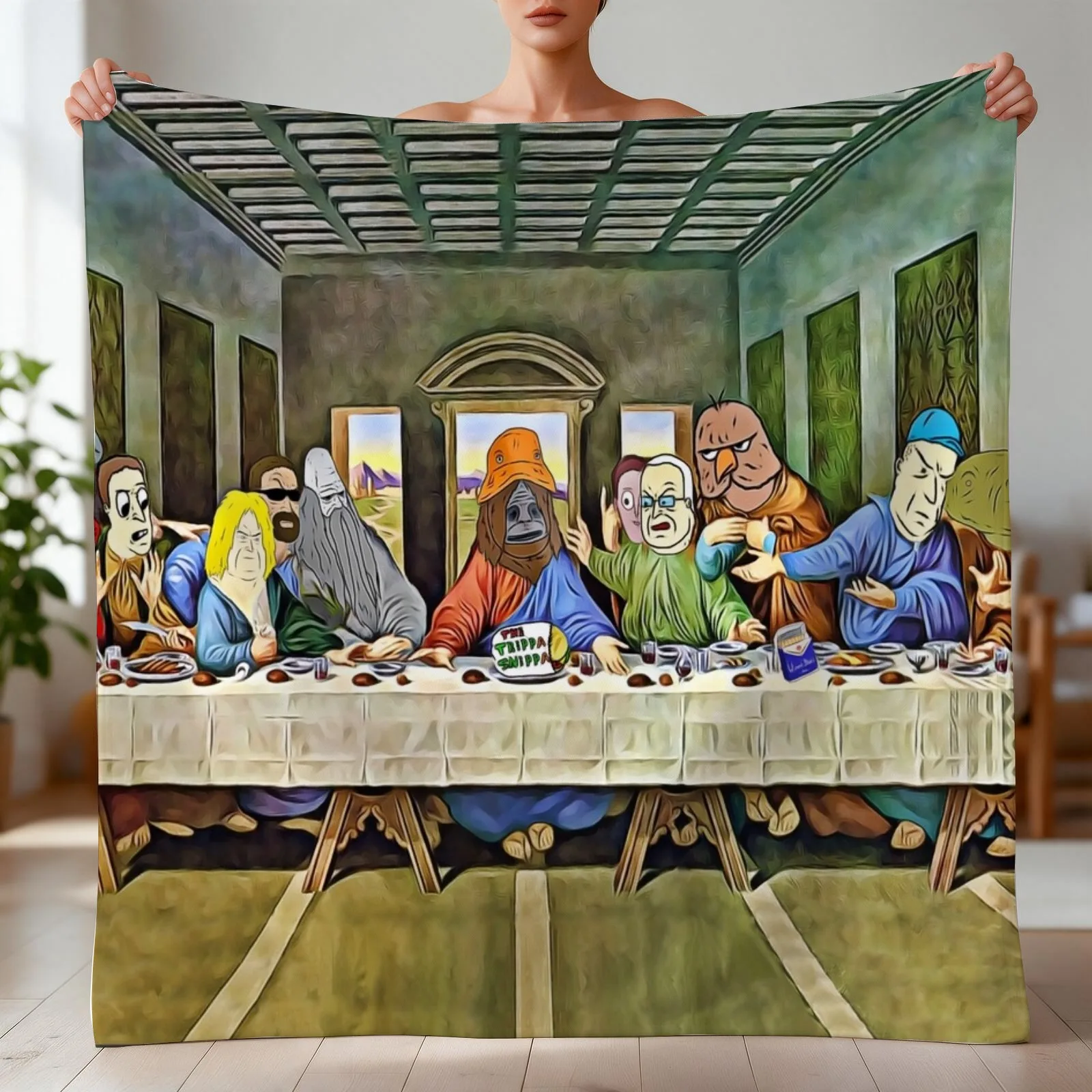 Last Supper of Browntown Throw Blanket Soft Plush Plaid Multi-Purpose Luxury Brand Blankets