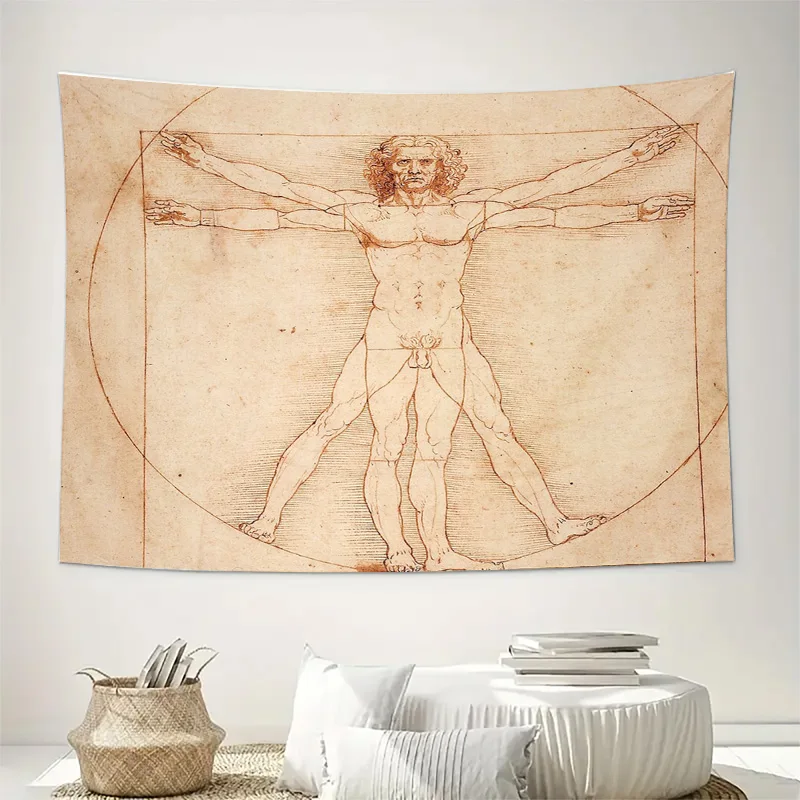 Renaissance Man Tapestry Vintage Anatomy Wall Art Decor Medieval Gothic Home Decor Room Aesthetic Tapestry Gift