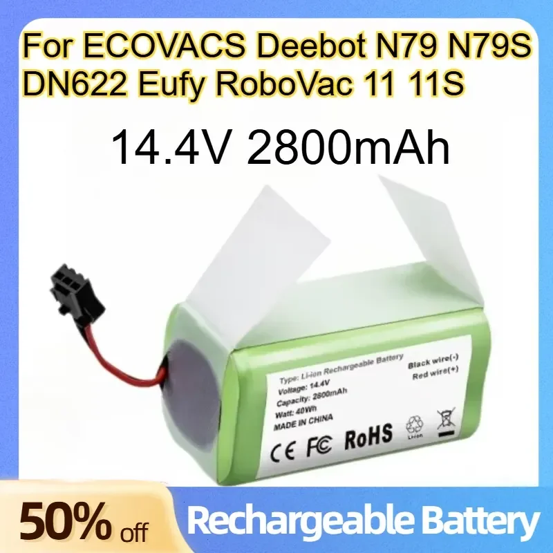 

Lithium-ion Battery 14.4V 2800mAh for ECOVACS Deebot N79 N79S DN622 Eufy RoboVac 11 11S Rechargeable Batteries