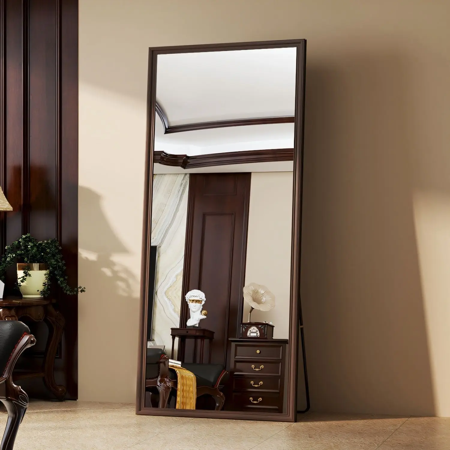 

Mirror American retro full body floor-to-ceiling household girls bedroom fitting mirror thickened frame household floor-to-ceili