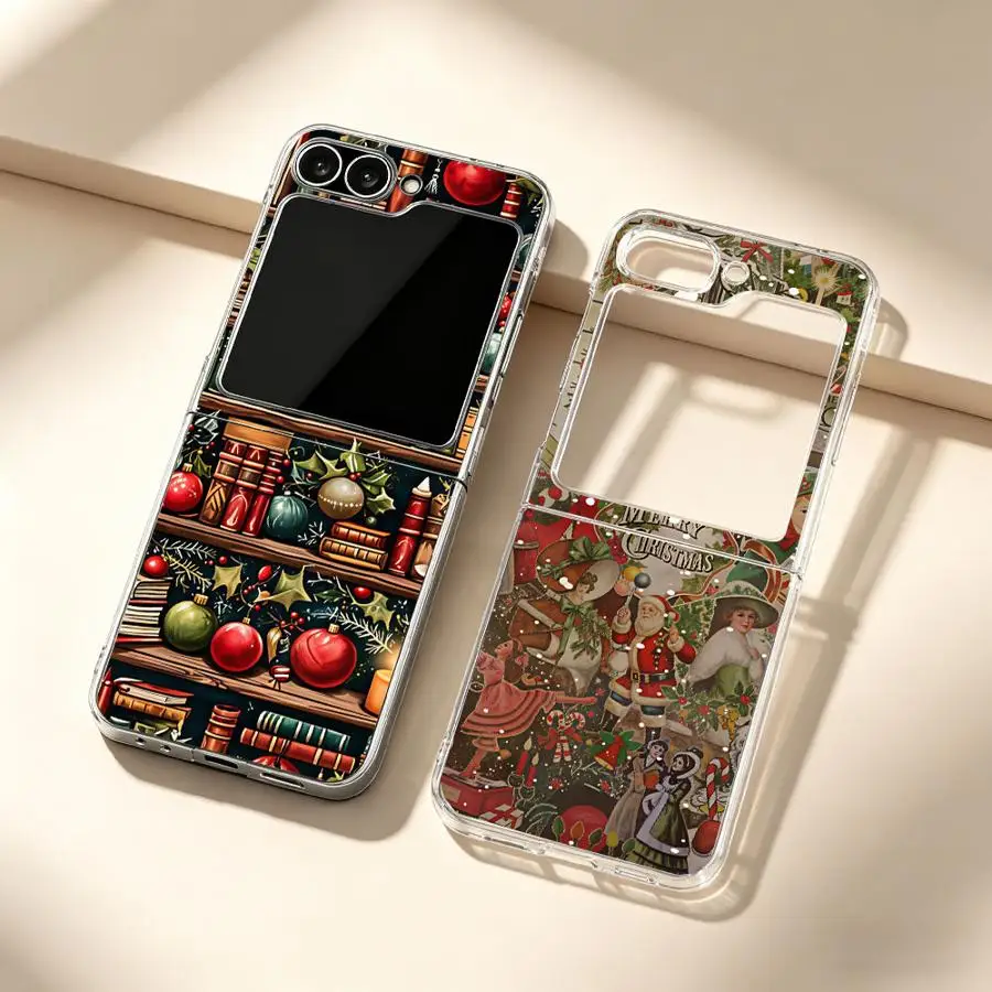 Transparent Soft Phone Cover Case for Samsung Galaxy Z Flip 8 7 ZFlip7 FE ZFlip6 Z Flip 6 5 4 3 ZFlip4 ZFlip3 ZFlip5 Christmas