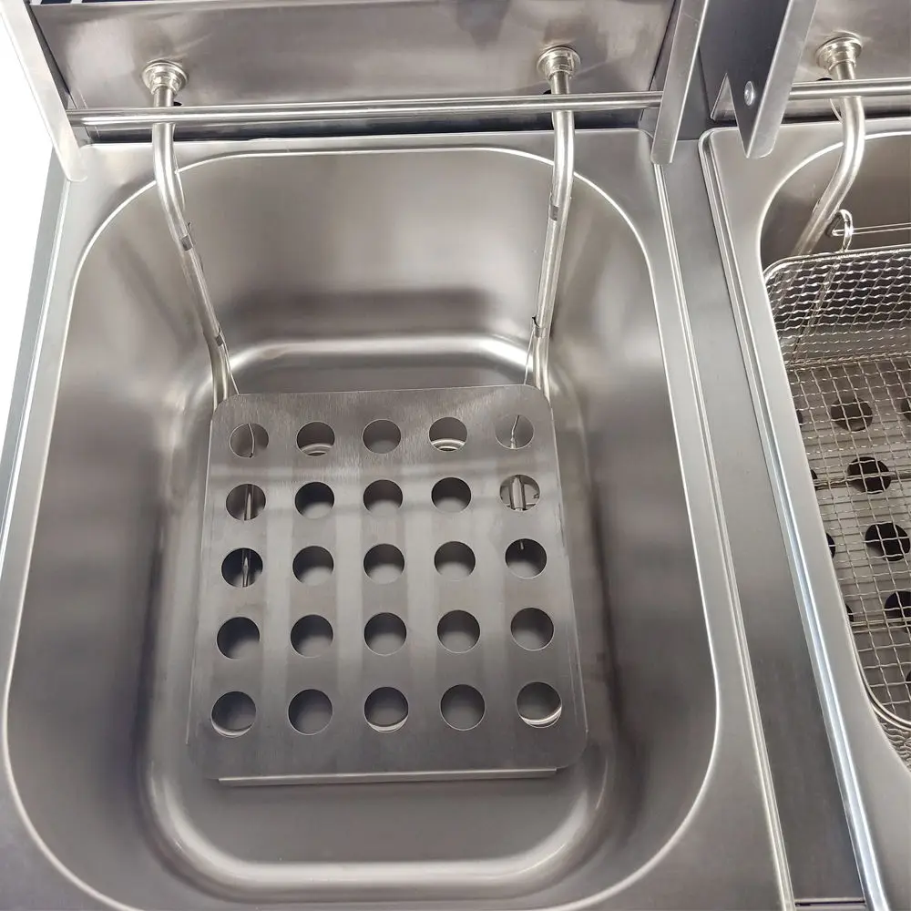 خزان زيت قابل للفصل سعة 6 لتر برؤوس مزدوجة، مقلاة عميقة تجارية للدجاج، مطعم كهربائي