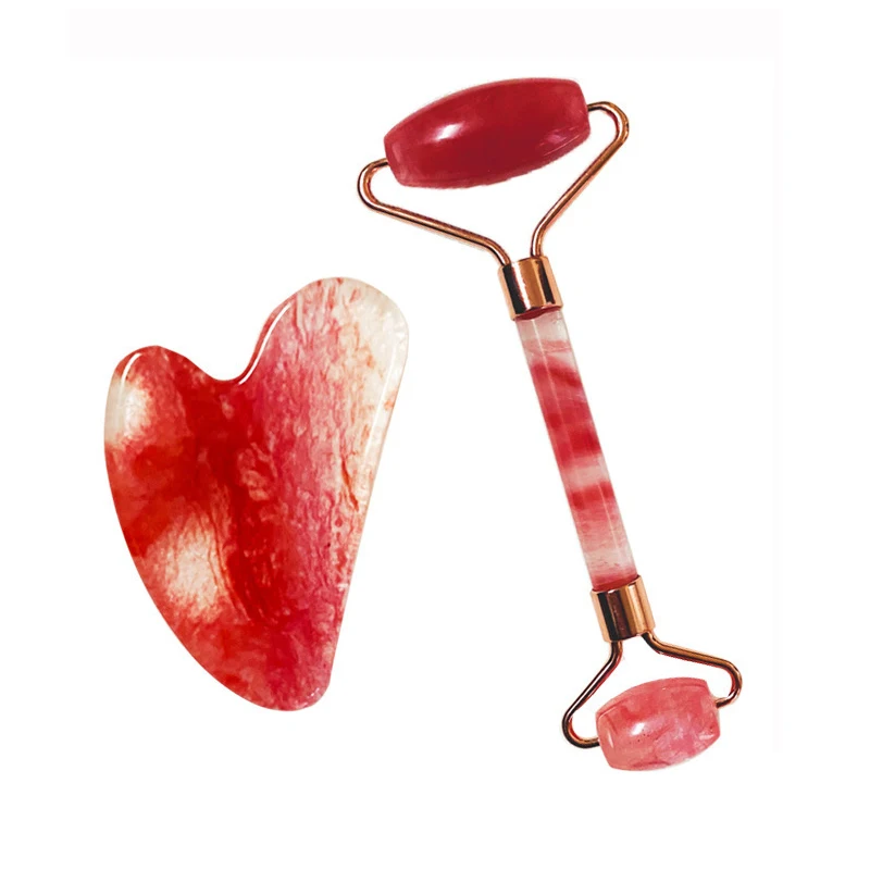 Jade Roller und Gua Sha Set grüne Jade Roller Jade Roller Gua Sha Gesichts Körper massage gerät Roller Jade Stein Massage Set