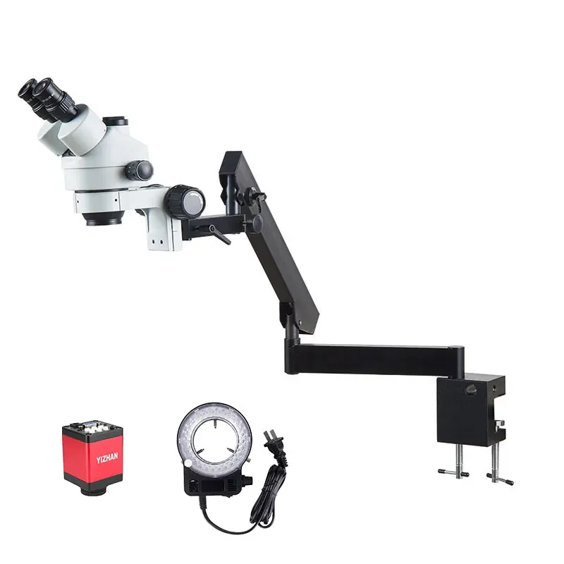 China Manufacturer 7X-45X Hd 13Mp  Led Ring Light Educational Trinocular Stereo Microscope