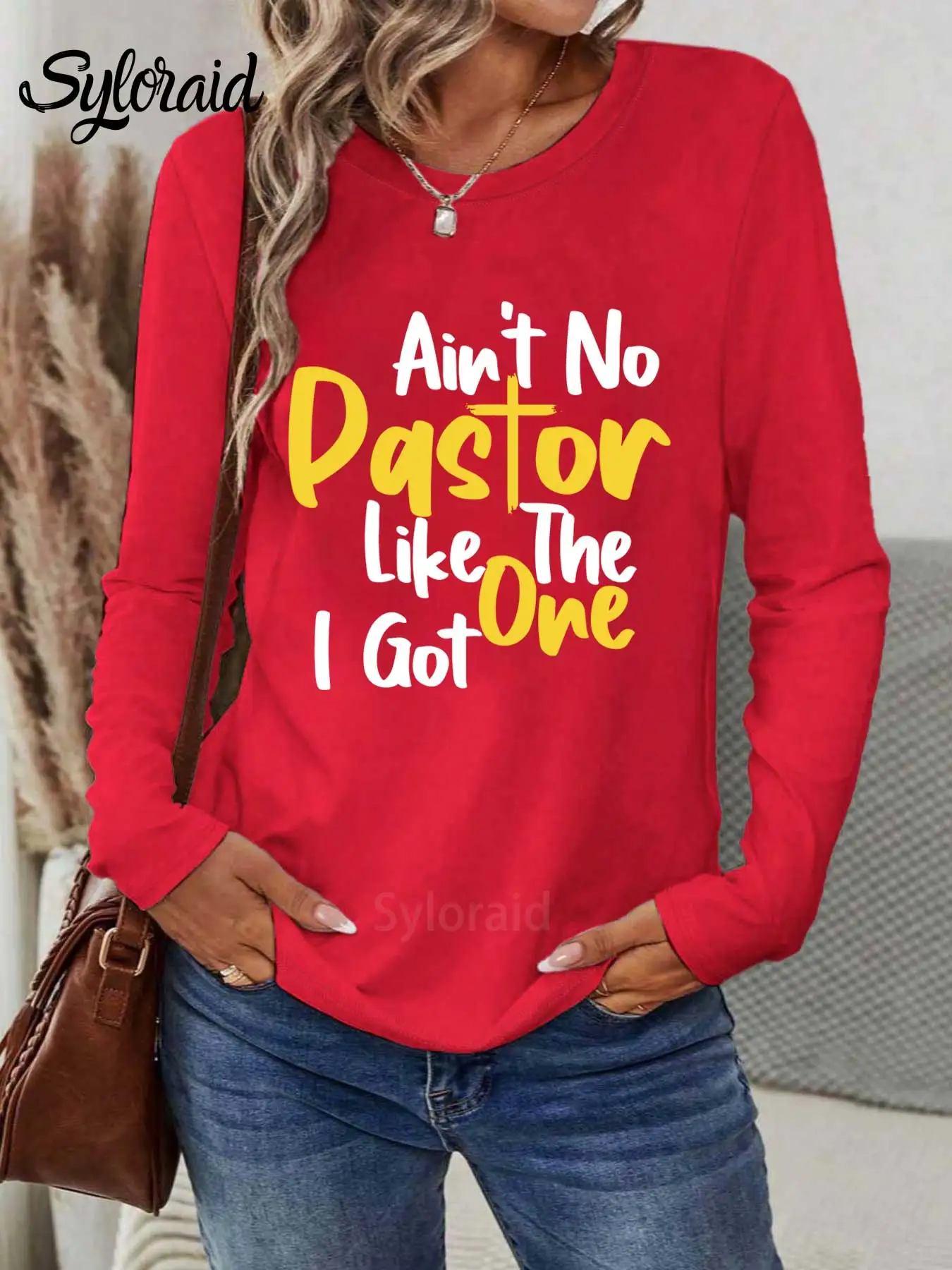 المرأة طويلة الأكمام تي شيرت ليس هناك قس مثل الذي حصلت فيه تي شيرت مضحك قائلا قميص موضة الجولة الرقبة رداء علوي غير رسمي #3