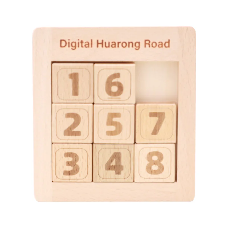 De madeira 9/15 PCS Números Digital Huarongdao Deslizante Quebra-cabeça Inteligência Mente Cérebro Teasers Quebra-cabeças Jogo