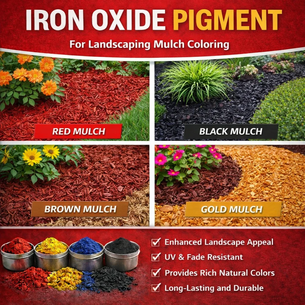 

Промышленный пигмент на основе оксида железа для окрашивания мульчи, древесной щепы, ландшафтного дизайна, устойчивый к внешним воздействиям краситель для наружных работ