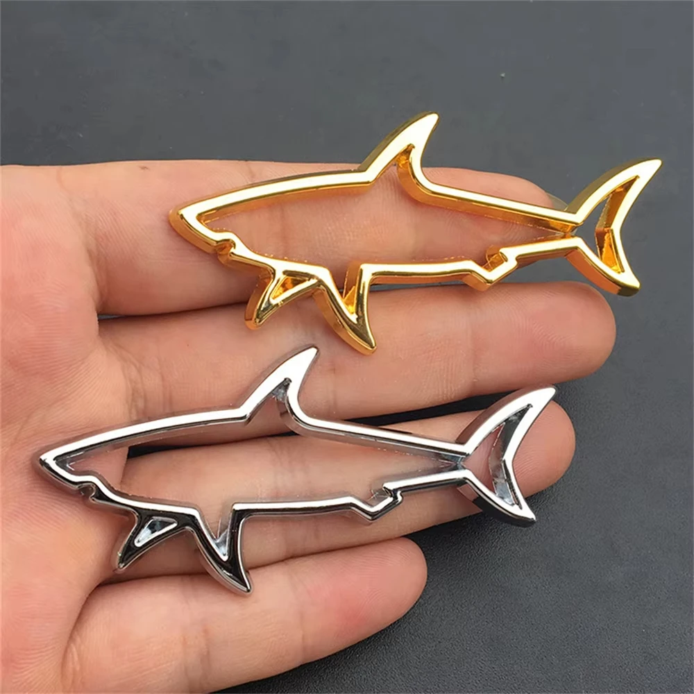 

3D Premium Hollow Fish Shark Hood Fender trunk Rear Bonnet Nameplate Decal Emblem Badge Sticker for Motorcycle Computer Fuel Cap
